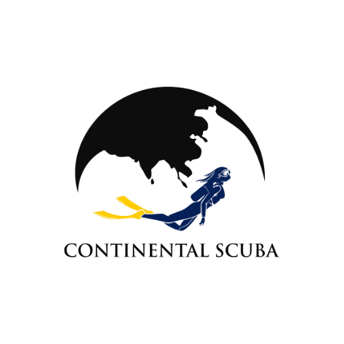 Continental Scuba logo — diver silhouette over globe